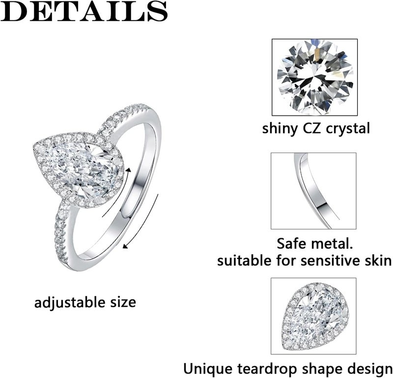 Luckilemon Moissanite Adjustable Engagement Ring, Promise Eternity Ring for Women,Wedding Rings,Jewelry Gift,Friendship Promise Fashion Jewelry Valentine Gifts for Women - Image 4